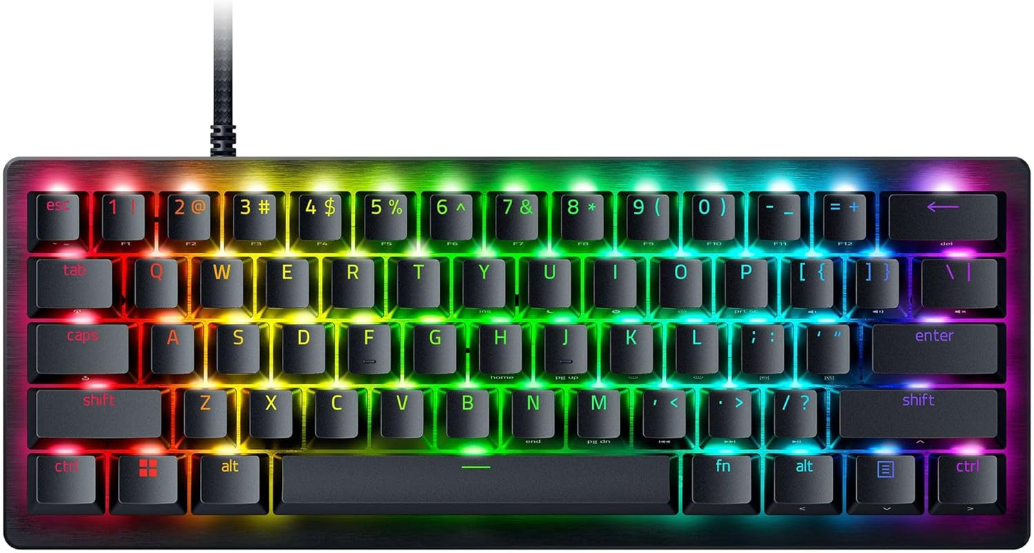 Razer Huntsman V3 Pro Mini 60% Esports Analog Optical Switches Rapid Trigger & Adjustable Actuation Onboard Adjustments Dual-Purpose Mod Keys PBT Keycaps - Black