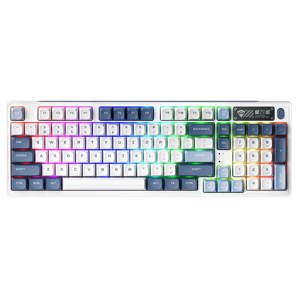 Machenike K600G-B97W Mechanical Keyboard – 97-Key Wireless/Wired Latte Switches Hot-Swappable RGB Backlight – White