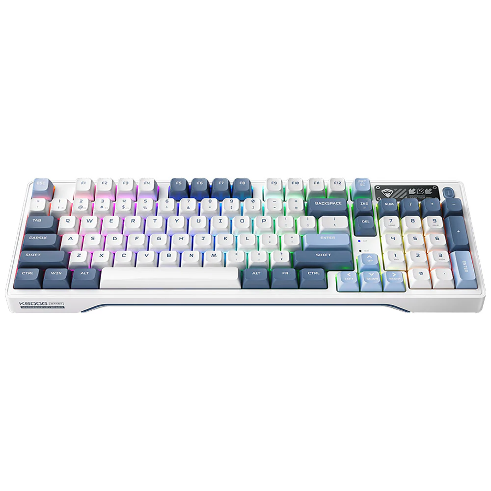 Machenike K600G-B97W Mechanical Keyboard – 97-Key Wireless/Wired Latte Switches Hot-Swappable RGB Backlight – White