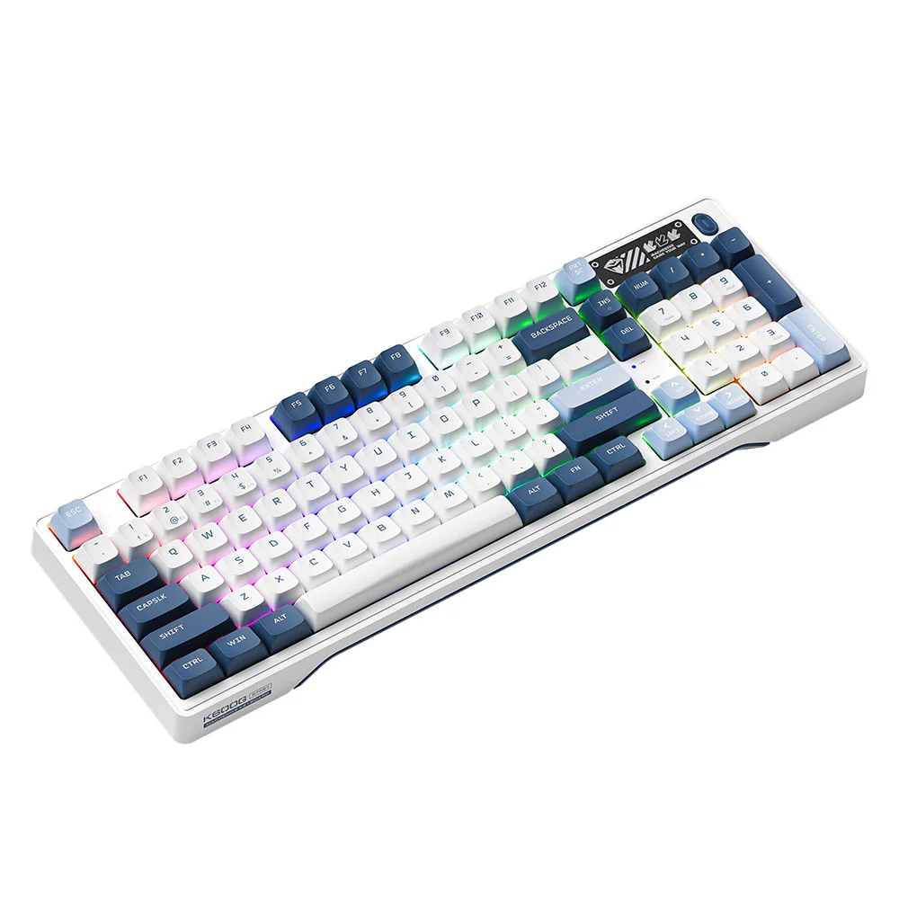 Machenike K600G-B97W Mechanical Keyboard – 97-Key Wireless/Wired Silver Switches Hot-Swappable RGB Backlight – White