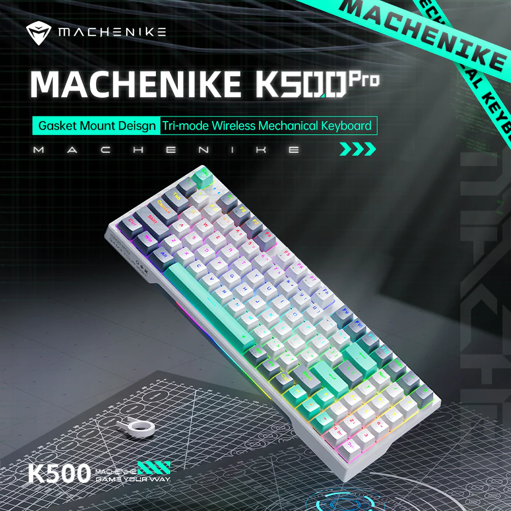 Machenike K500 Pro-B94 Mechanical Keyboard – 94-Key Grey Brown (Tactile) Switches Hot-Swappable Gasket Mount Wireless/Wired