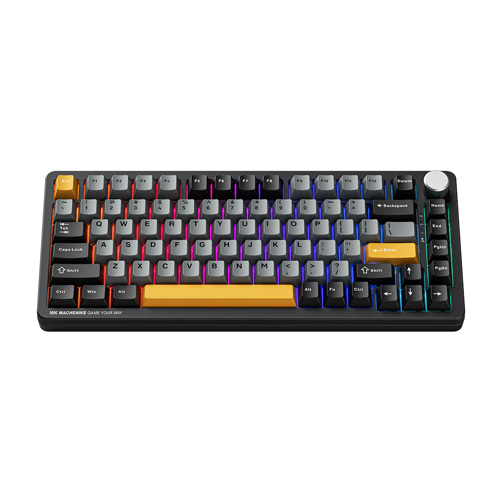 Machenike K600-B82W Mechanical Keyboard – 82-Key Black Gateron Silver Switches Hot-Swappable Volume Knob Wireless/Wired