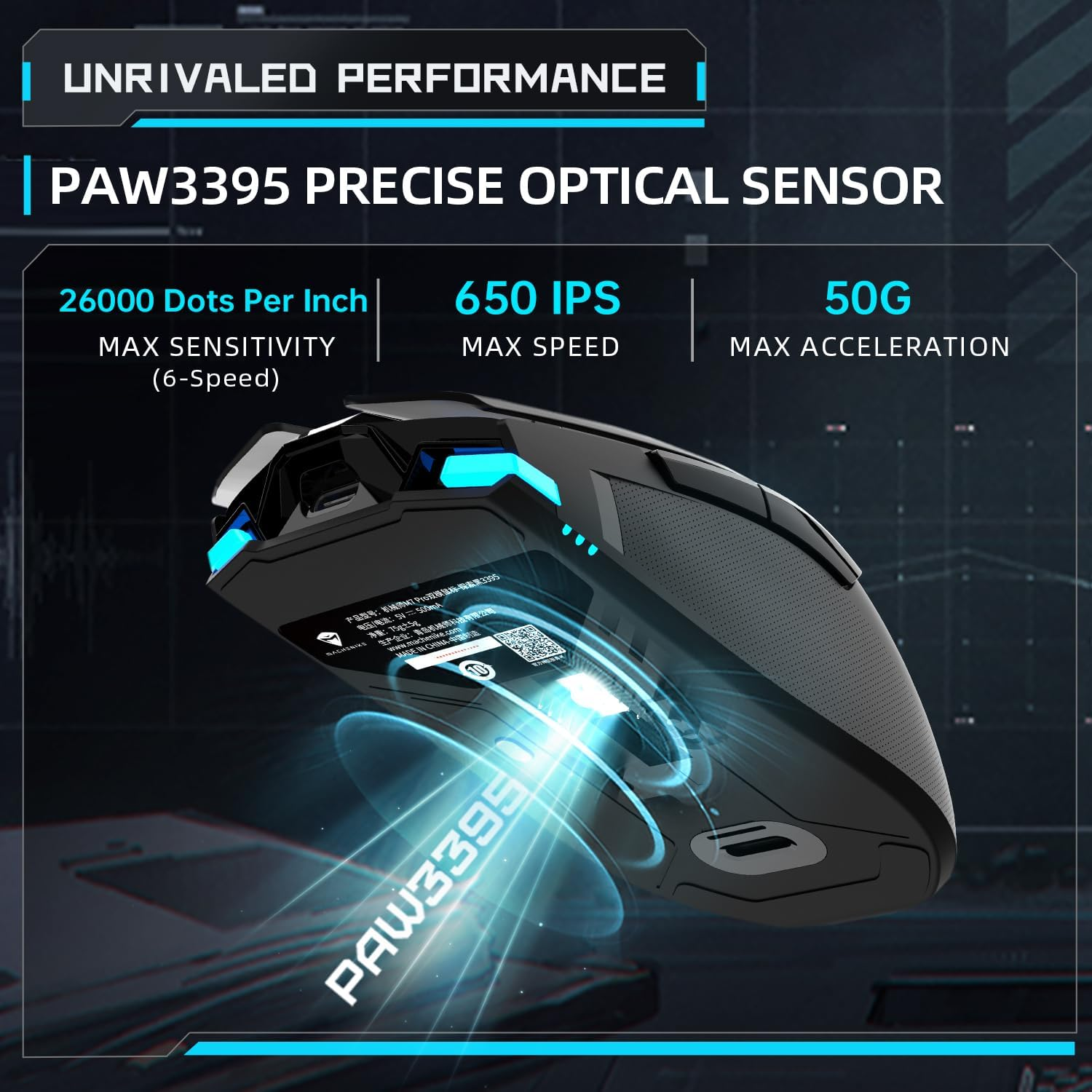 Machenike M7 Pro Wireless Gaming Mouse – Black PAW3395 Sensor Wired/2.4GHz Ultra-Precise Lightweight Design