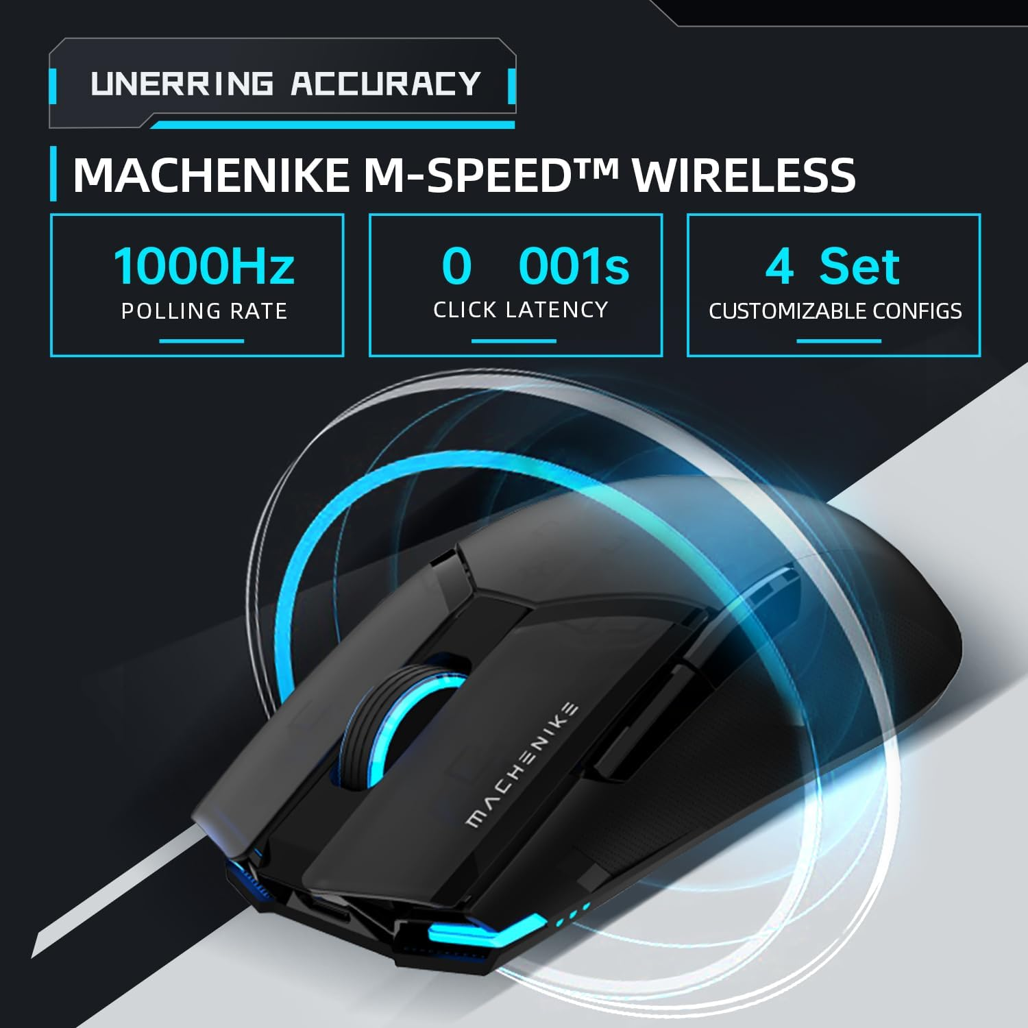 Machenike M7 Pro Wireless Gaming Mouse – Black PAW3104 Sensor Wired/2.4GHz Lightweight Design