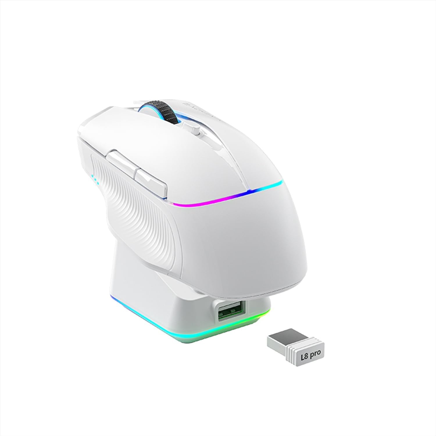 Machenike L8 Pro Gaming Mouse – White PAW3395 Sensor Wired 8K / Wireless 2K / Bluetooth 5.1 Ultra-Precise