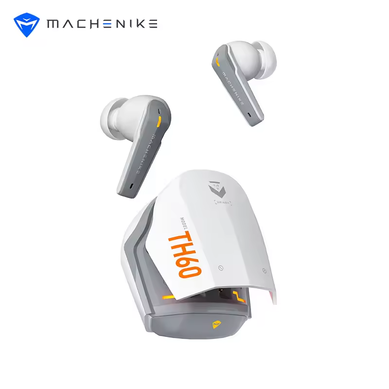 Machenike TH60 TWS Wireless Earphones – Bluetooth 5.4 4-Mic ENC Noise Cancelling Dual Sound Effects (Gaming/Music) Fast Charging 7+ Hours Battery Life