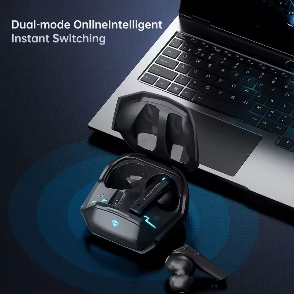 Machenike TH60 TWS Wireless Earphones – Bluetooth 5.4 4-Mic ENC Noise Cancelling Dual Sound Effects (Gaming/Music) Fast Charging 7+ Hours Battery Life