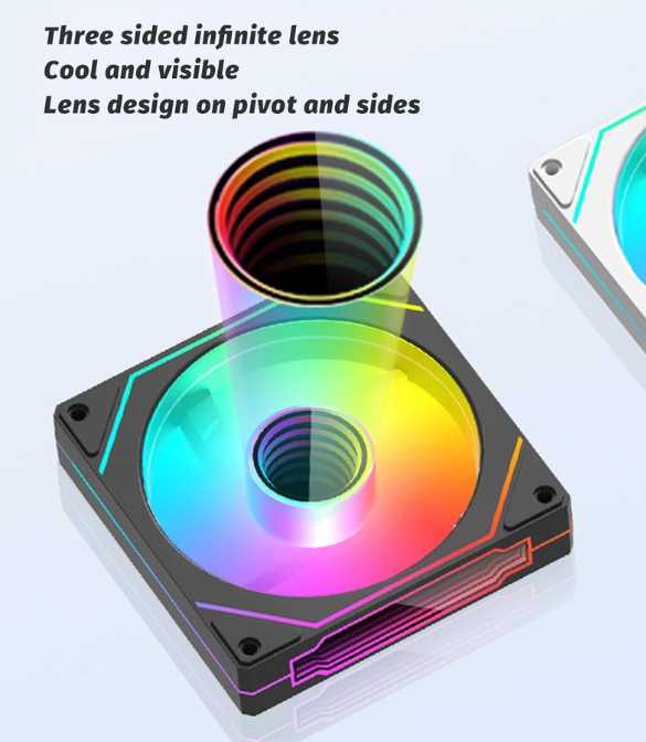 FAN OEM PRISM 6 PRO 120mm ARGB Cooling Fan – 5V 3-Pin 4-Pin PWM Quiet Operation 45.2CFM Airflow 600–1500RPM - Black