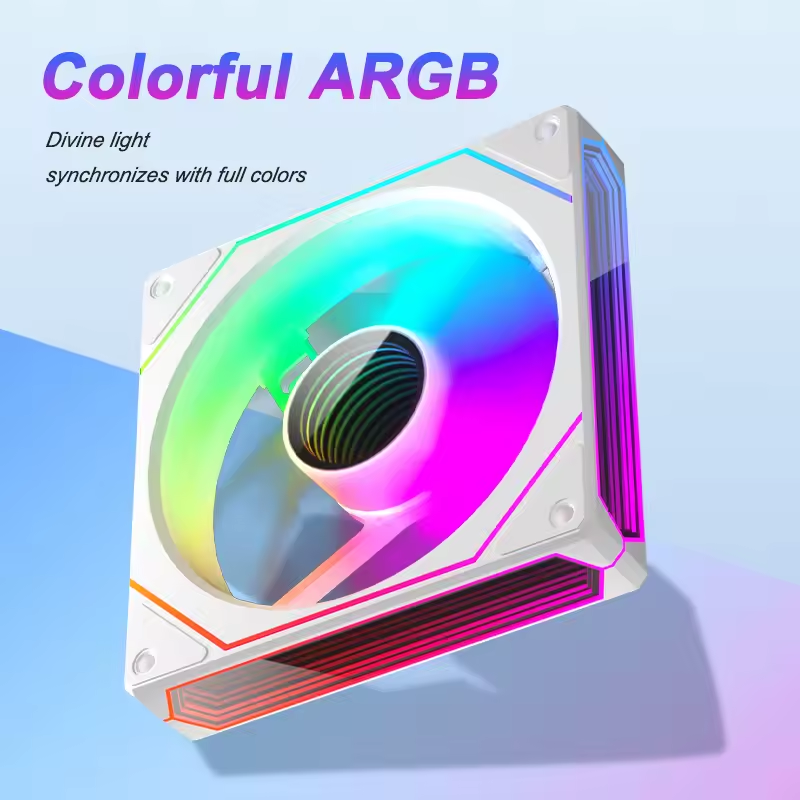 FAN OEM PRISM 6 PRO 120mm ARGB Cooling Fan – 5V 3-Pin 4-Pin PWM Quiet Operation 45.2CFM Airflow 600–1500RPM - White