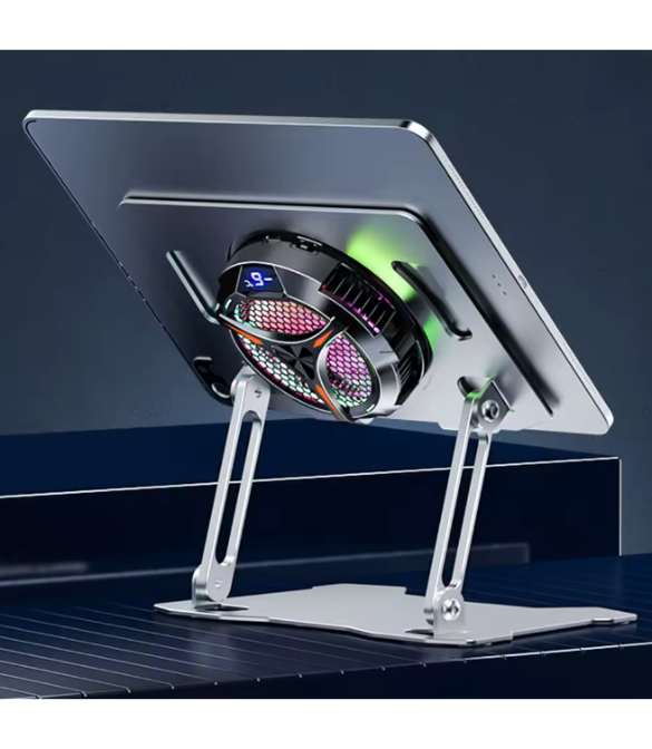 Magnetic Universal Tablet Cooler with Temperature Display for iPad Cooling Fan RGB Lighting 18W for IPad/Surface Pro/Samsung Tab