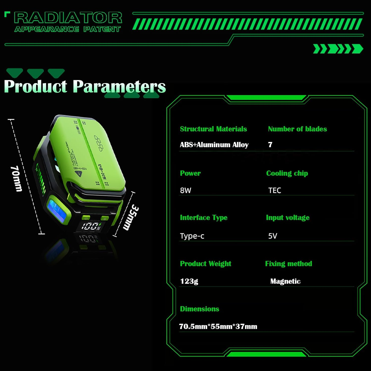 Magnetic Phone Cooler with Rechargeable Battery