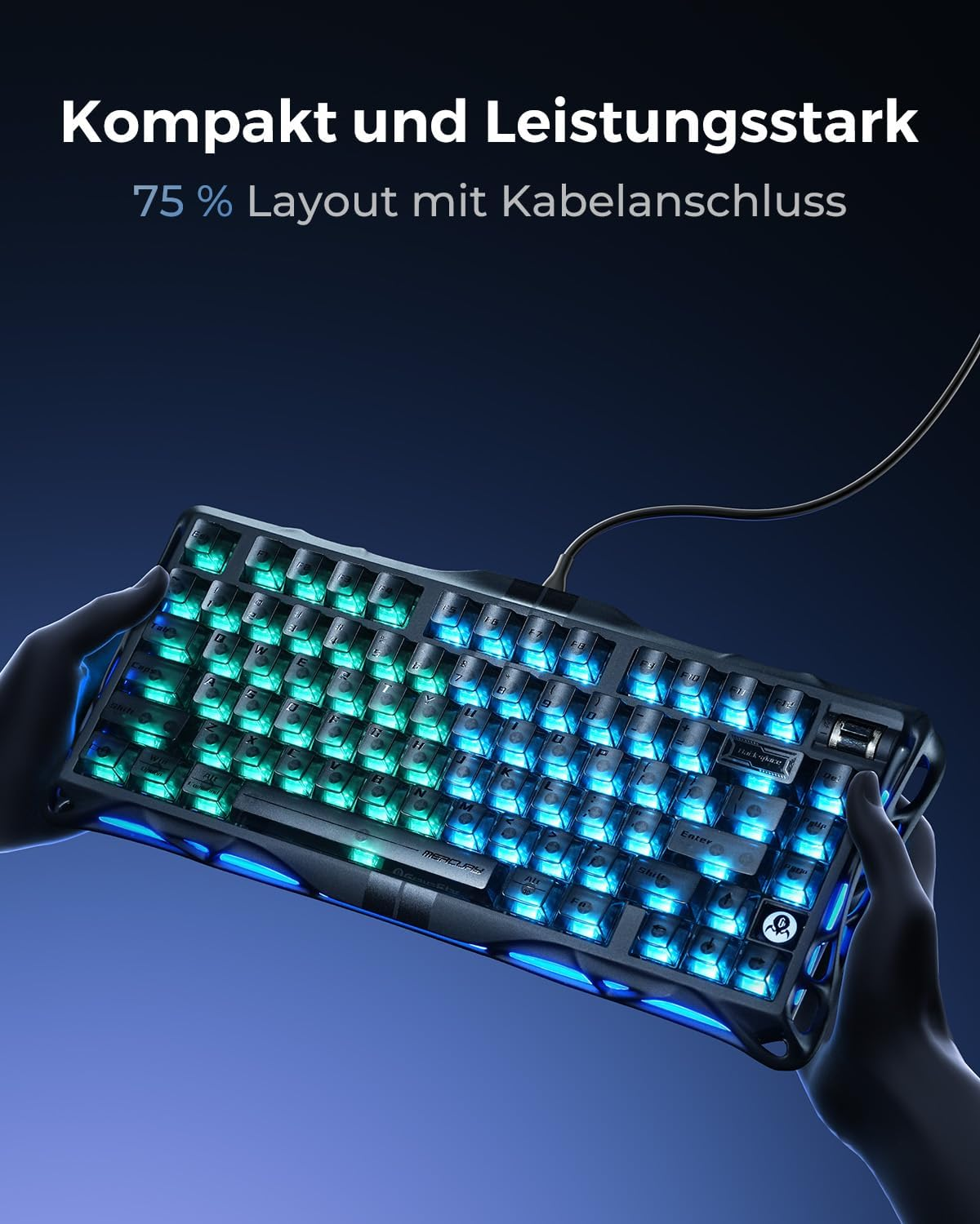 GravaStar Mercury V75 75% Hall Effect Magnetic switch Gaming Keyboard - Stealth Black