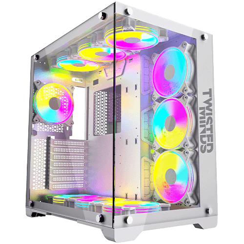 Twisted Minds Bullet-07 Mid Tower Gaming Case ( 7 ARGB Fans included ) - White