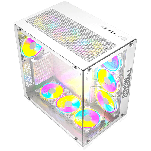 Twisted Minds Bullet-07 Mid Tower Gaming Case ( 7 ARGB Fans included ) - White
