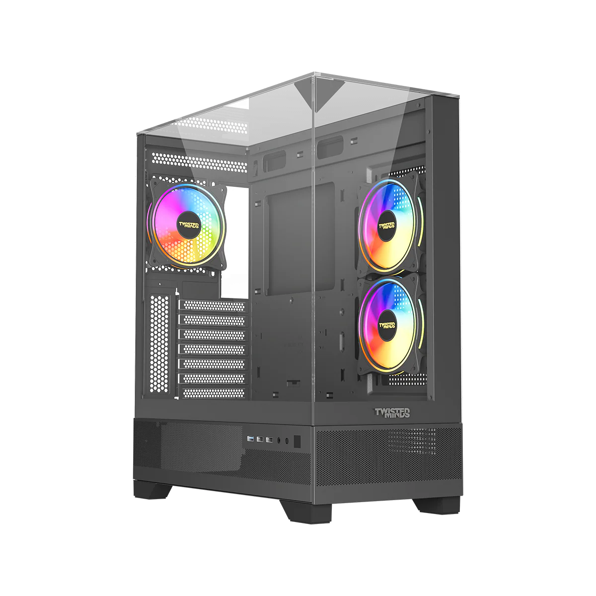 Twisted Minds DarkPulse Tempered Glass Mid Tower Gaming Case (3 ARGB Fans Included) - Black
