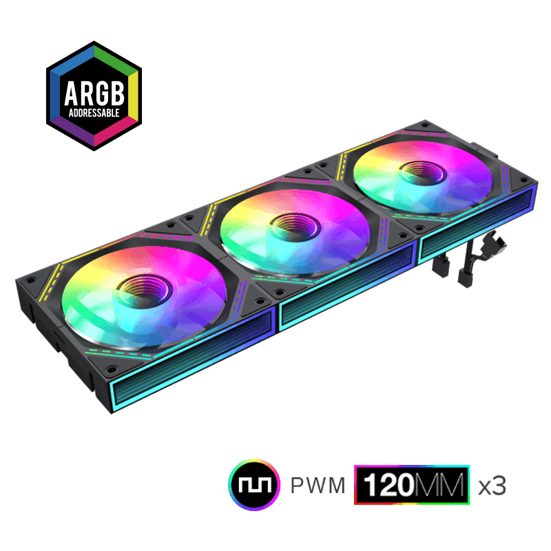 GameMax FN12A-S3I-R 3in1 Reverse Black