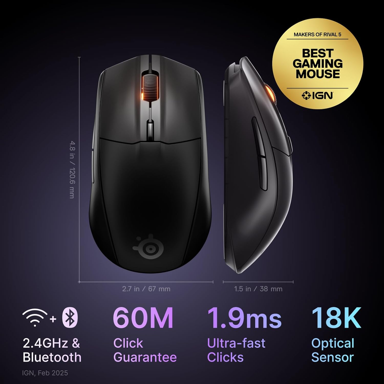 SteelSeries Rival 3 Gen 2 Wireless Gaming Mouse - Black