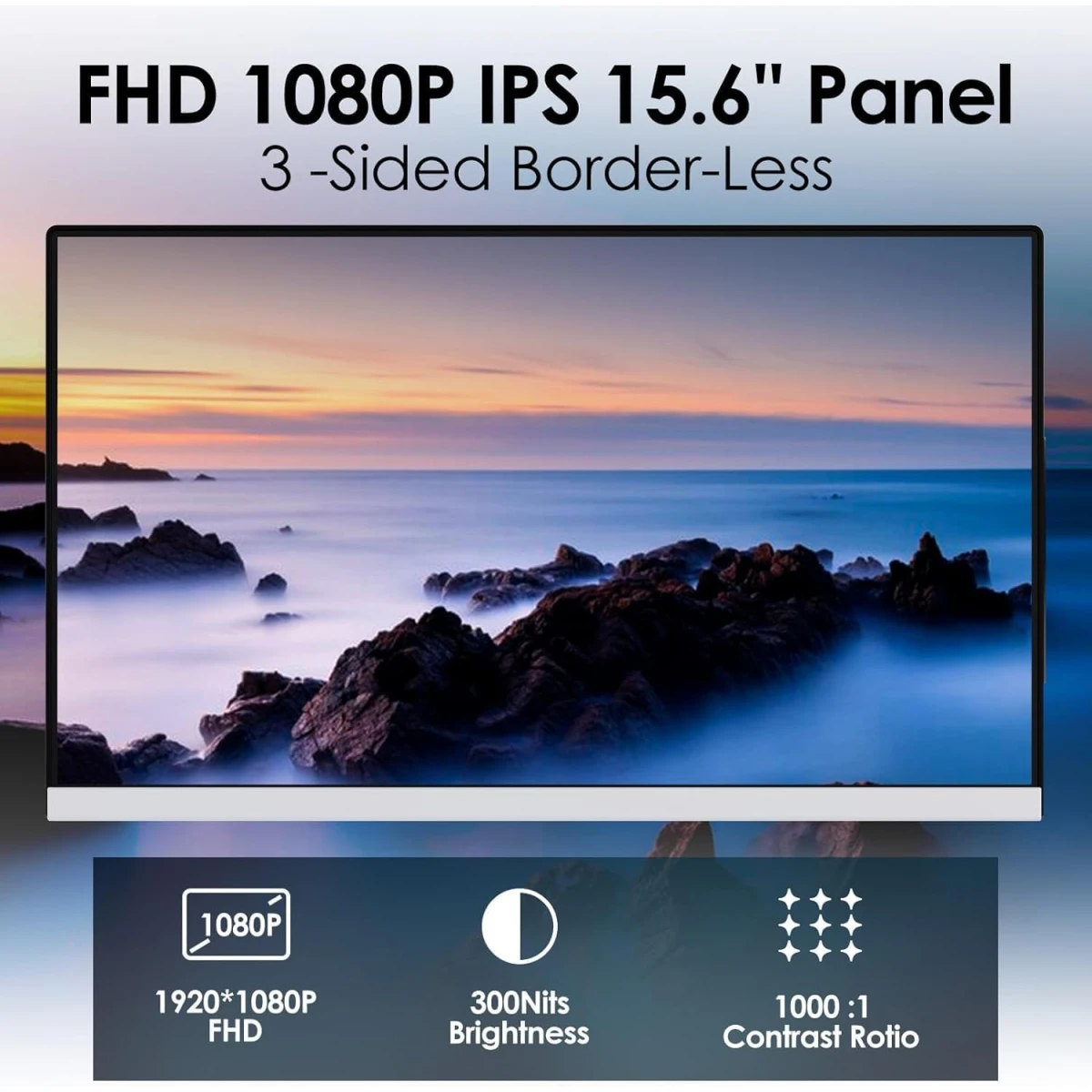 V2COM Z2 15.6'' FHD Portable Triple Monitor for Laptops