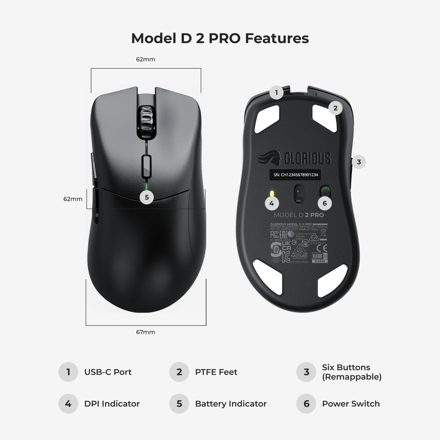 Glorious Model D 2 PRO 1K Hz Wireless Gaming Mouse - Black