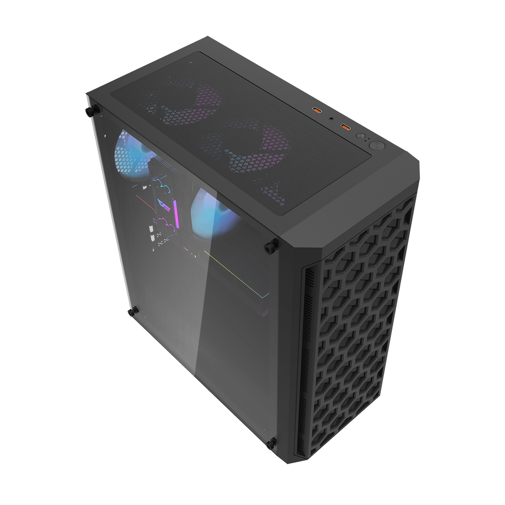 Darkflash DK350 ATX with 4 FANS PC Case - Black