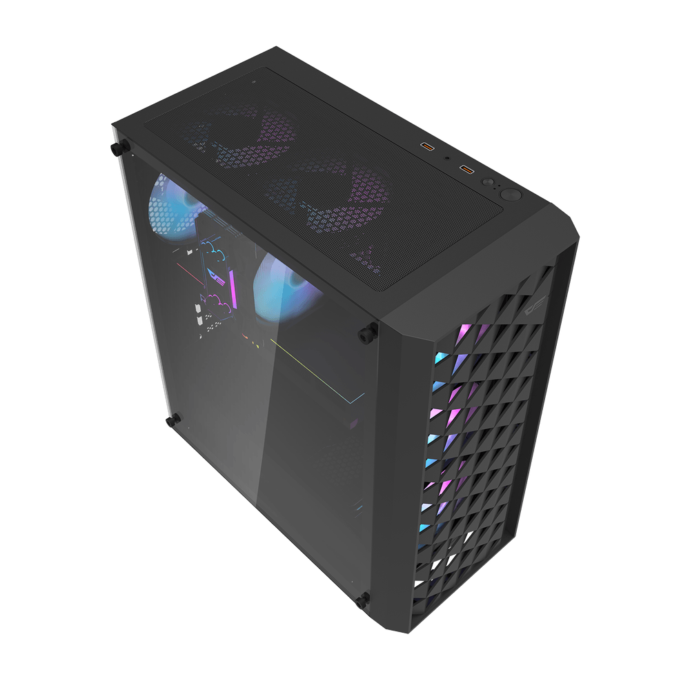 Darkflash DK351 ATX with 4 FANS PC Case - Black