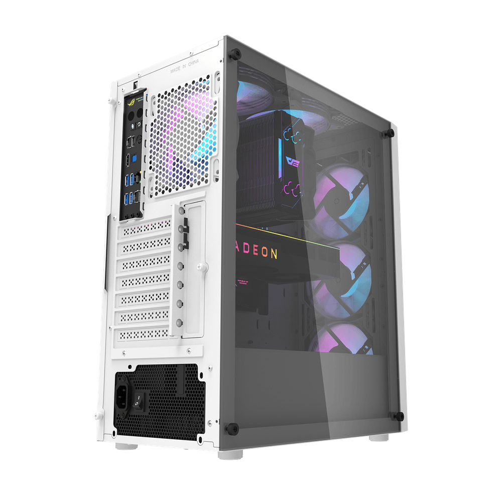 Darkflash DK351 ATX with 4 FANS PC Case - White