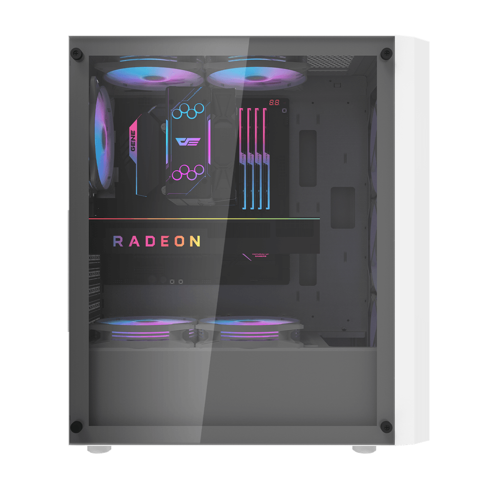 Darkflash DK351 ATX with 4 FANS PC Case - White