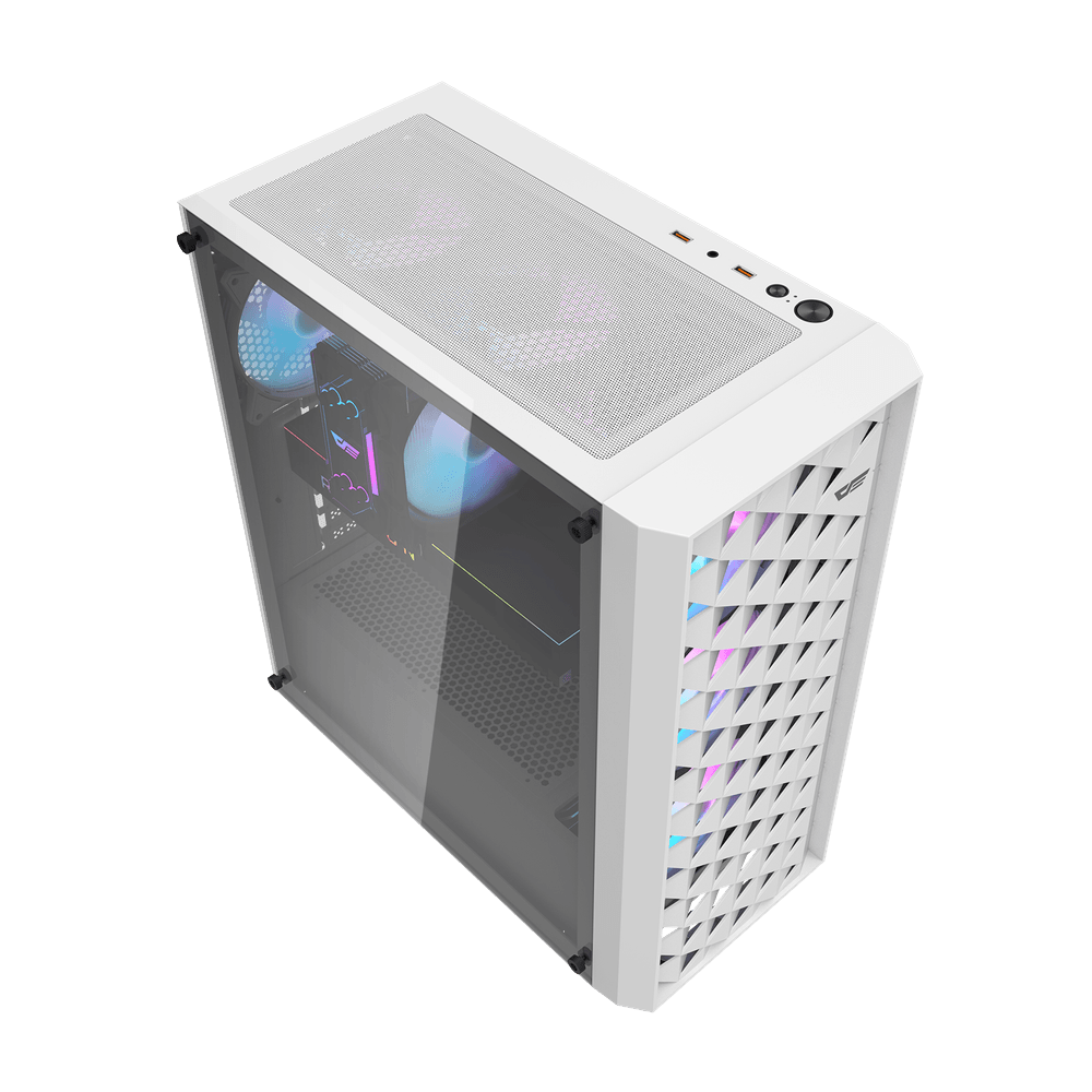 Darkflash DK351 ATX with 4 FANS PC Case - White