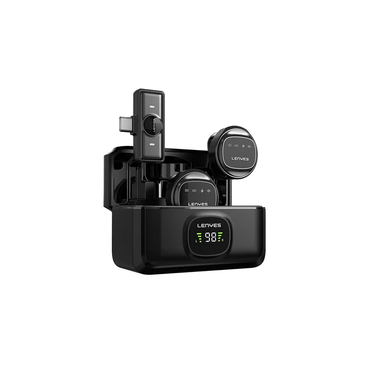 LENYES LM204-TC Wireless Lavalier Microphone with Type-C Charging Port and Intelligent Noise Cancellation