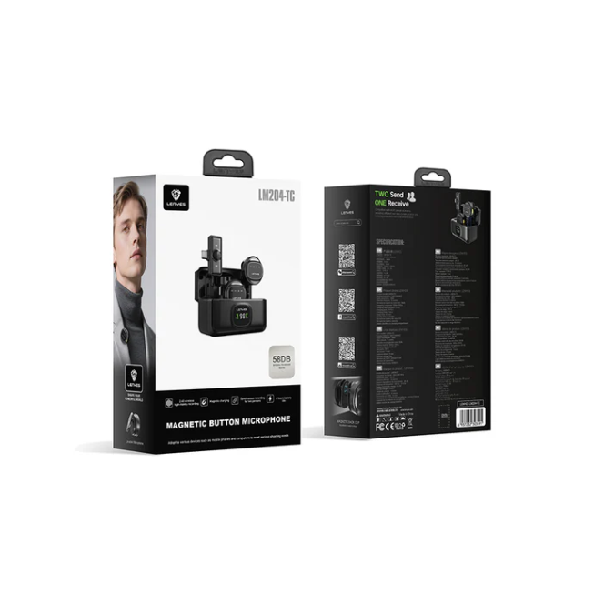 LENYES LM204-TC Wireless Lavalier Microphone with Type-C Charging Port and Intelligent Noise Cancellation
