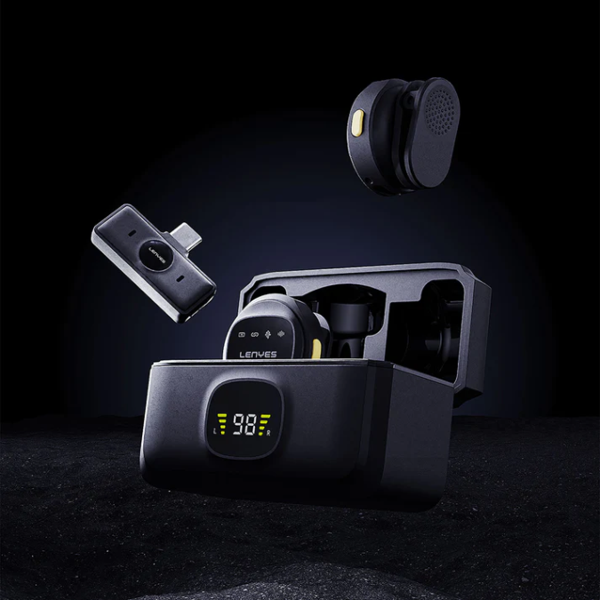 LENYES LM204-TC Wireless Lavalier Microphone with Type-C Charging Port and Intelligent Noise Cancellation