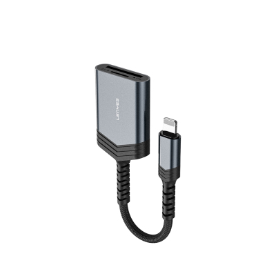 LENYES AX137-I 2in1 Lightning to TF/SD Card Converter - Black