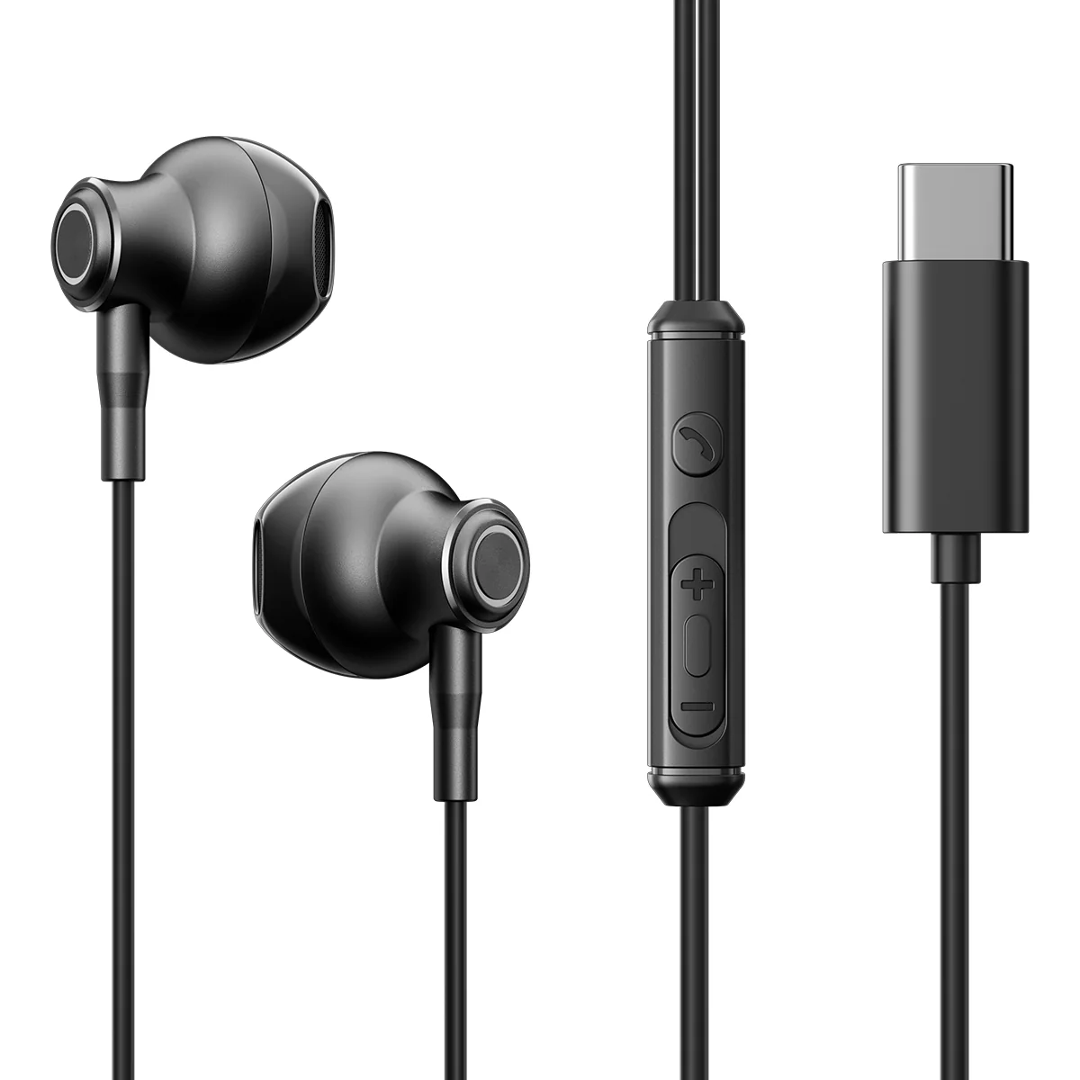 Joyroom JR-EC07 Type-C Half In-Ear Wired Earphones - Black