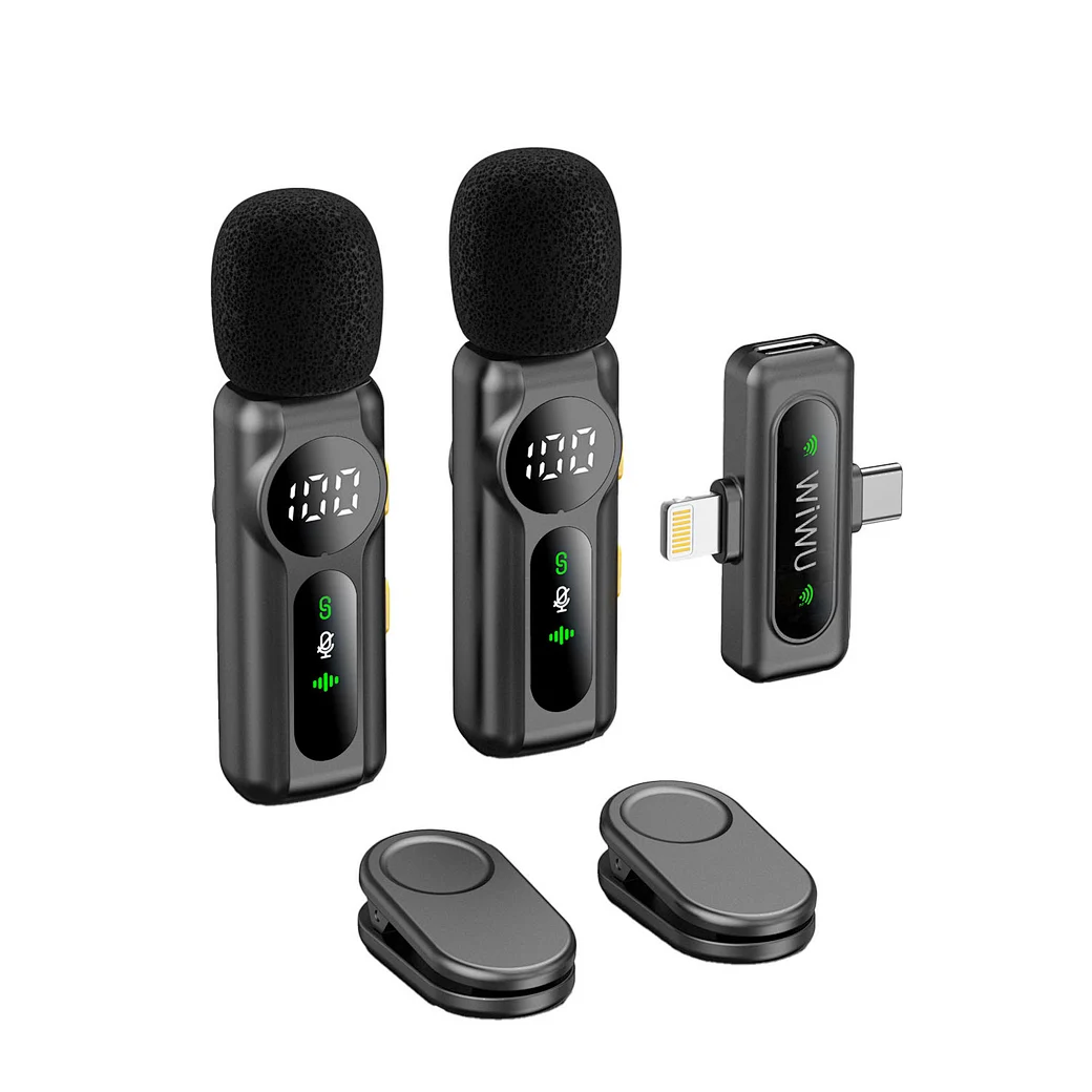 WIWU Wi-WM007 2in1 Wireless Lavalier Microphone with ANC and Lightning Port
