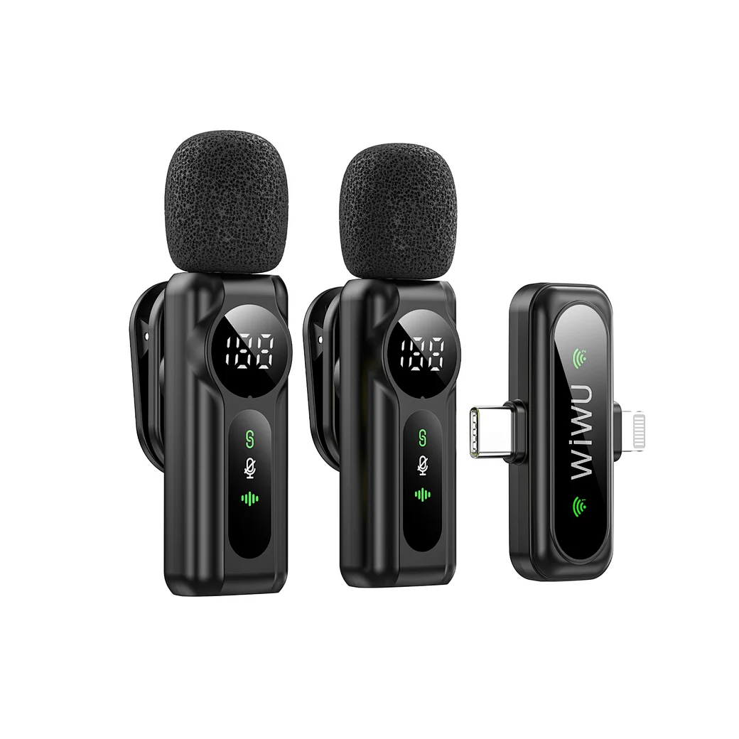 WIWU Wi-WM007 2in1 Wireless Lavalier Microphone with ANC and Lightning Port