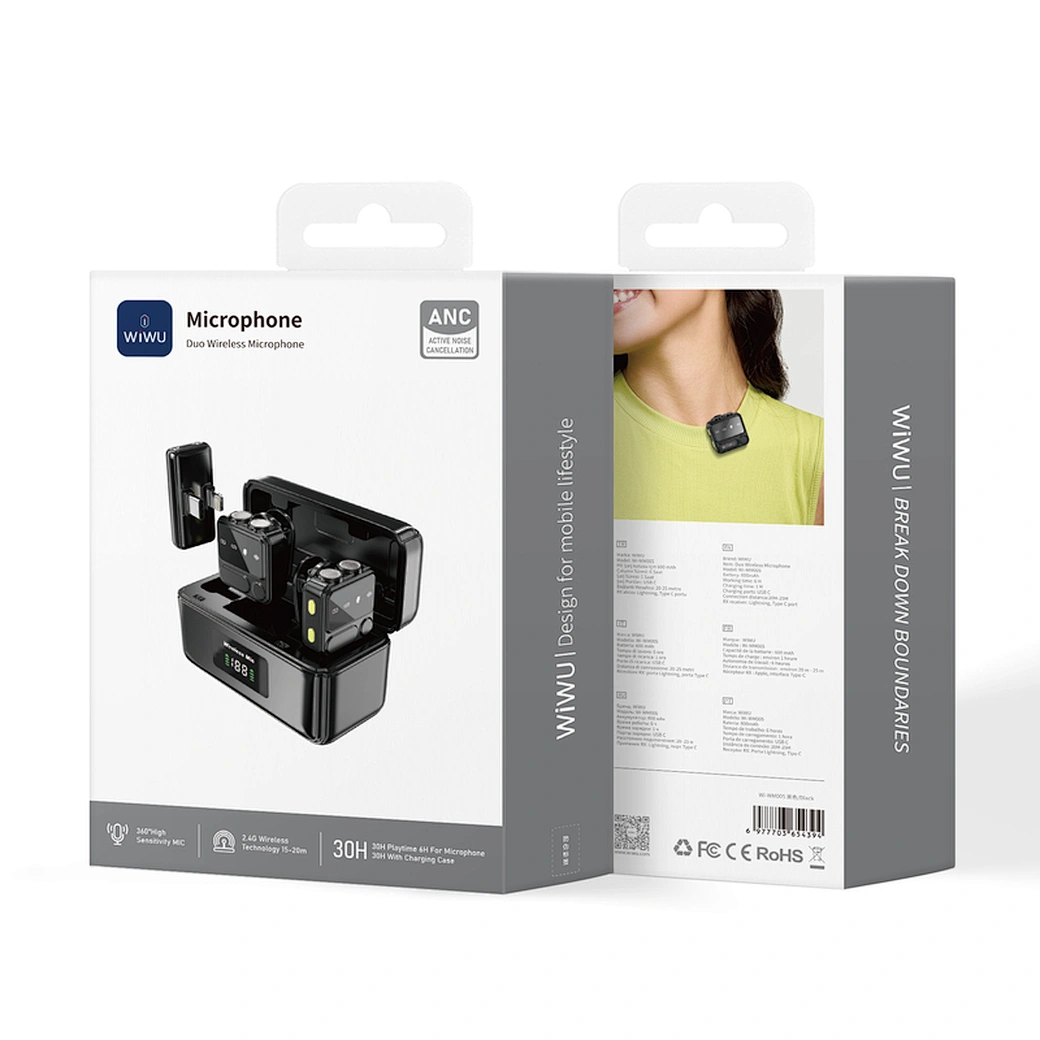 WIWU Wi-WM005 Duo Wireless Microphone ANC - Black