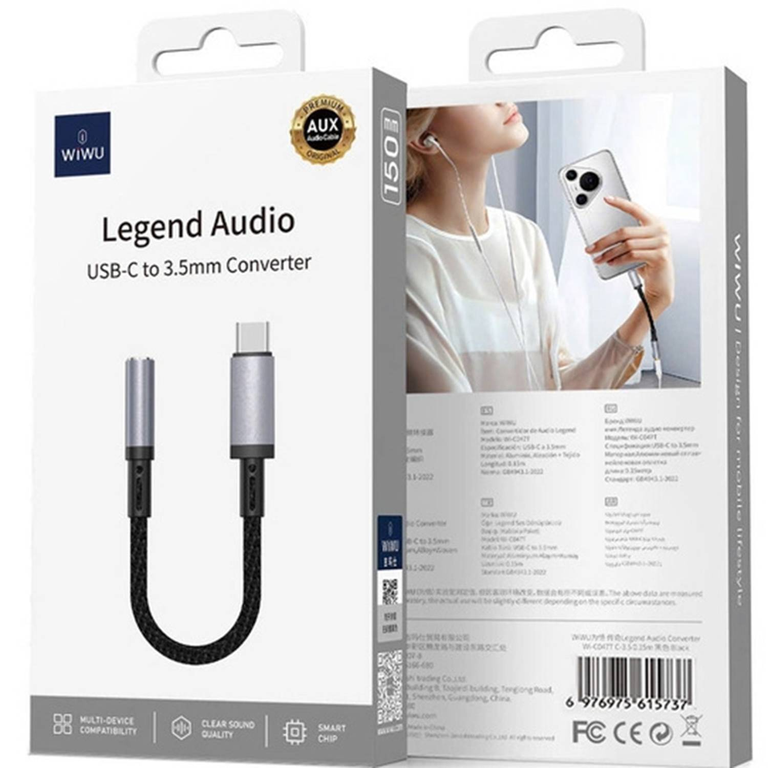 WIWU Wi-C047T Legend Audio Convertor C to 3.5mm - Black