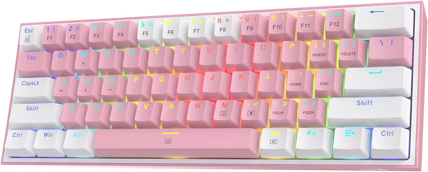 Redragon K617 FIZZ RGB Wired Mechanical Gaming Keyboard (R-SW) - White/Pink