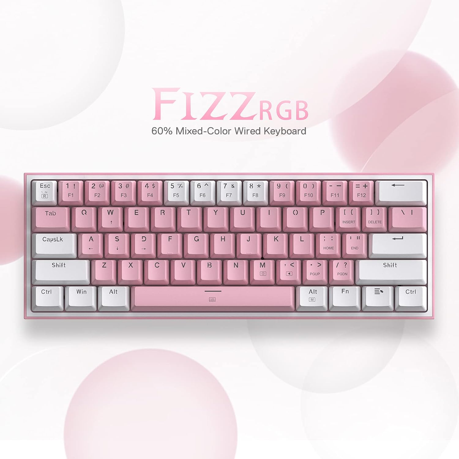 Redragon K617 FIZZ RGB Wired Mechanical Gaming Keyboard (R-SW) - White/Pink