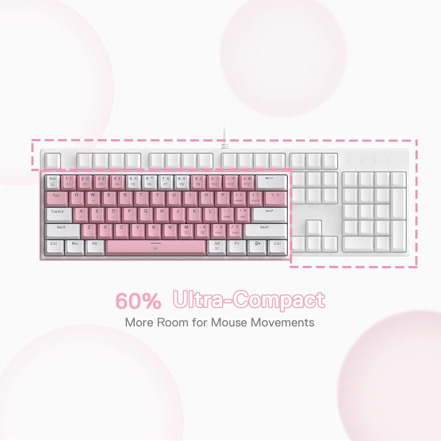Redragon K617 FIZZ RGB Wired Mechanical Gaming Keyboard (R-SW) - White/Pink