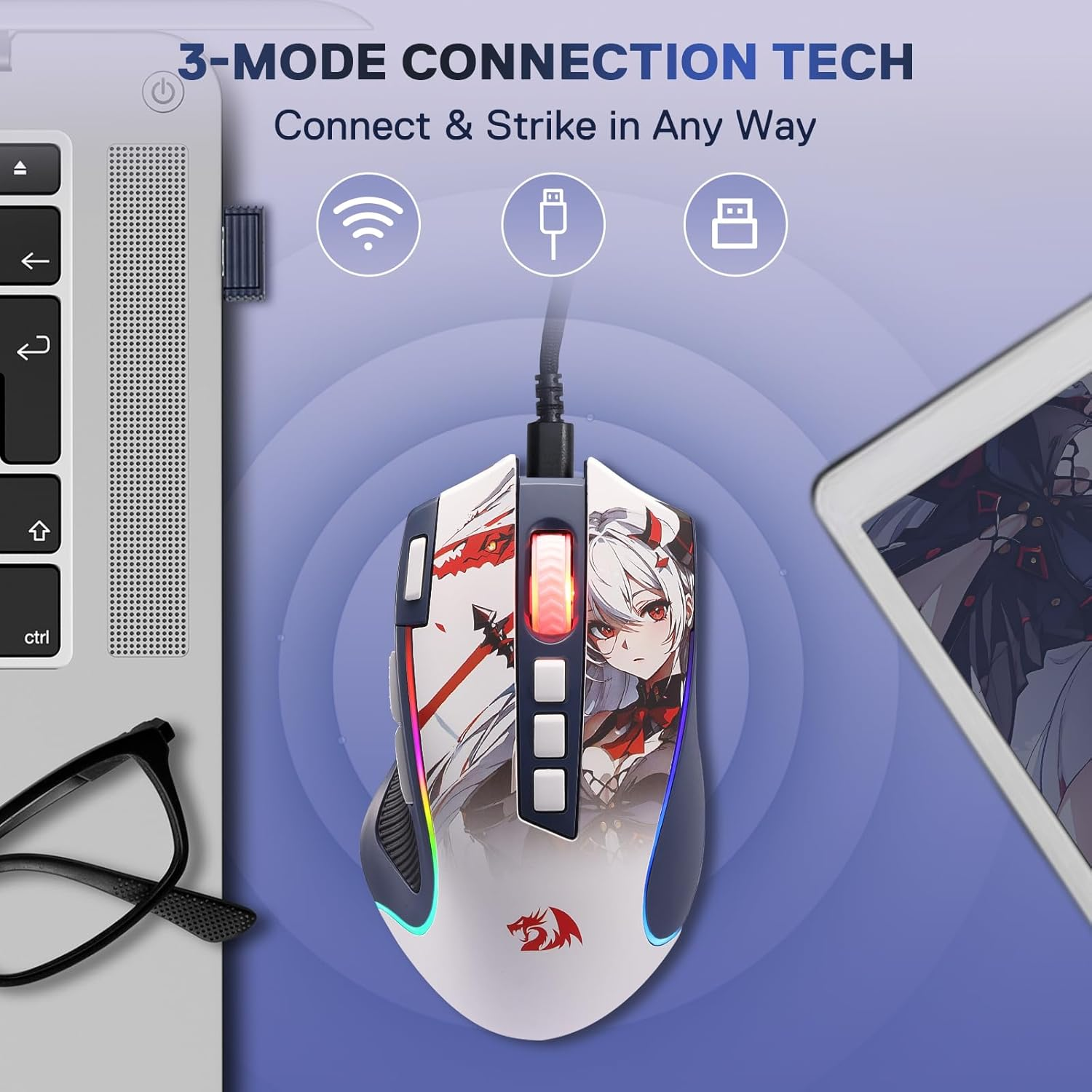 Redragon M612AK PRO RGB Anime  8000 DPI Wired/Wireless Gaming Mouse