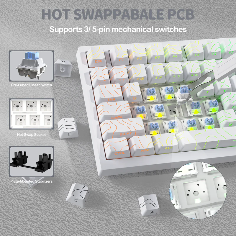 ATTACK SHARK X820Ultra Tri-mode Gasket Shark Switch Mechanical Keyboard - White Contour