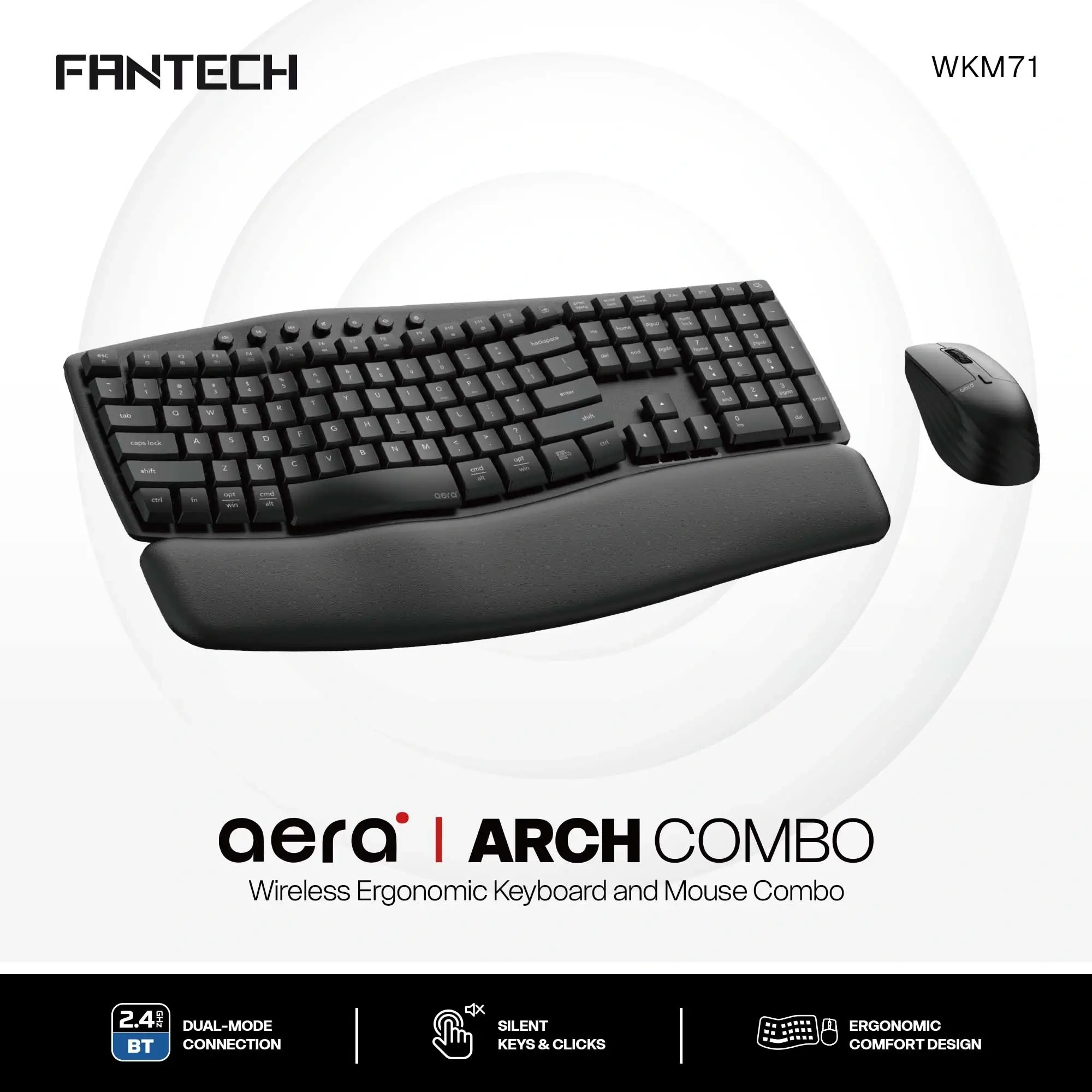 FANTECH AERA ARCH WKM71 Wireless Keyboard + Mouse Combo – Black