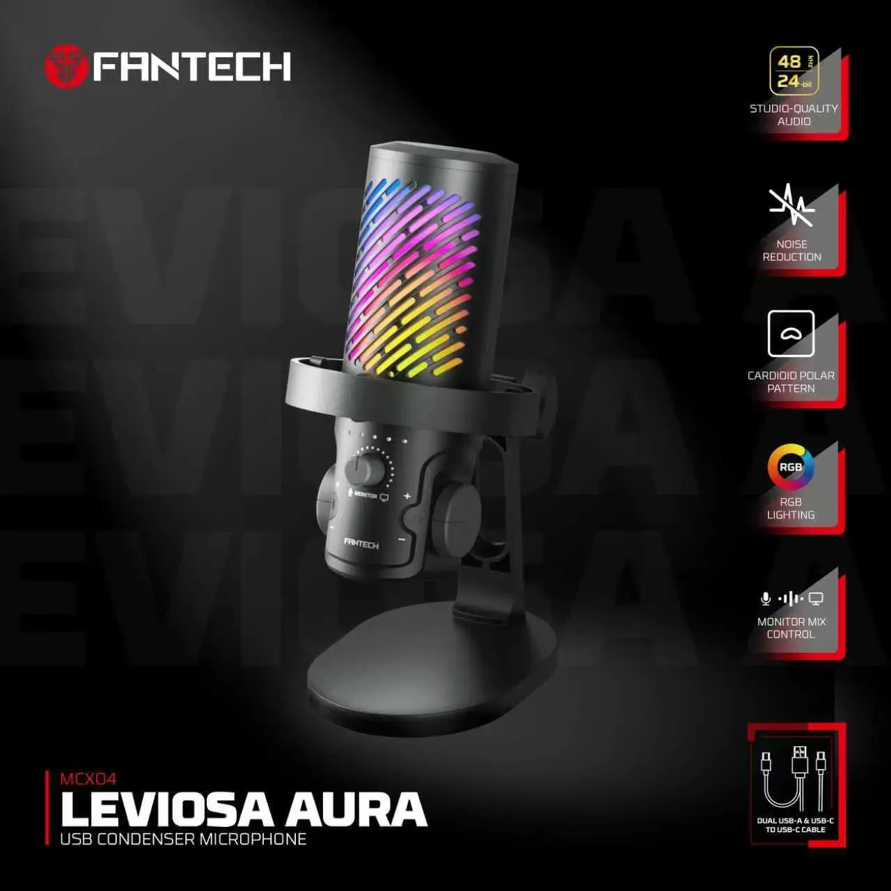 FANTECH LEVIOSA MCX04 USB Microphone – Black
