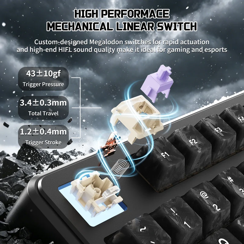 ATTACK SHARK X87 ULTRA Wireless Mechanical Keyboard With 8K Wireless Receiver (INKSHADE  SWITCH)