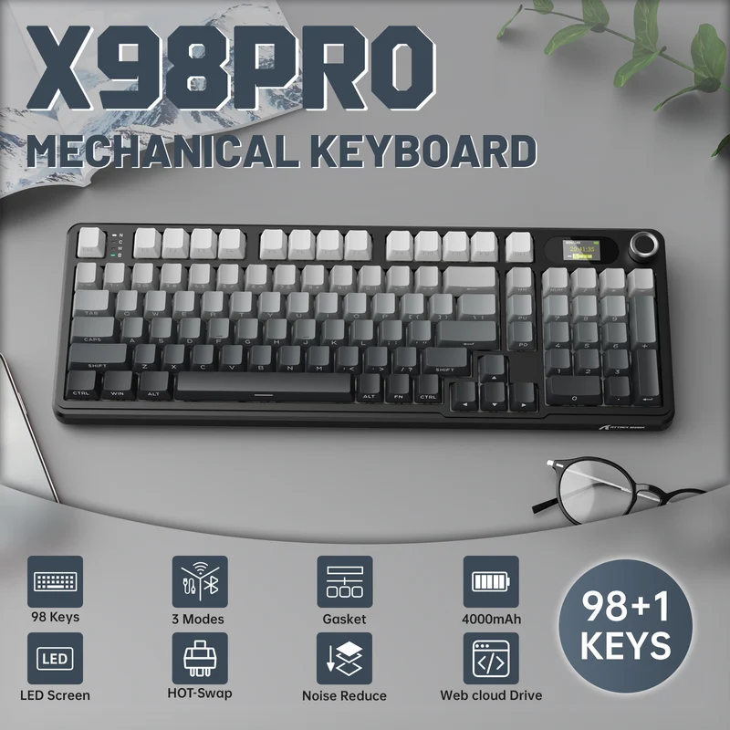 ATTACH SHART X98 PRO Bluetooth & 2.4G Wireless & Wired  KEYBOARD MOON NIGHT -BLUEBERRY SWITCH