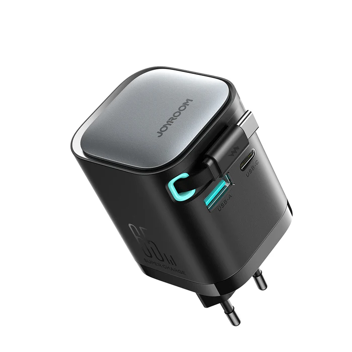 JOYROOM JR-TCL02 GaN 65W Charger with Retractable Cable(EU)-Black JOYROOM JR-TCL02 GaN 65W Charger with Retractable Cable(EU)-Black