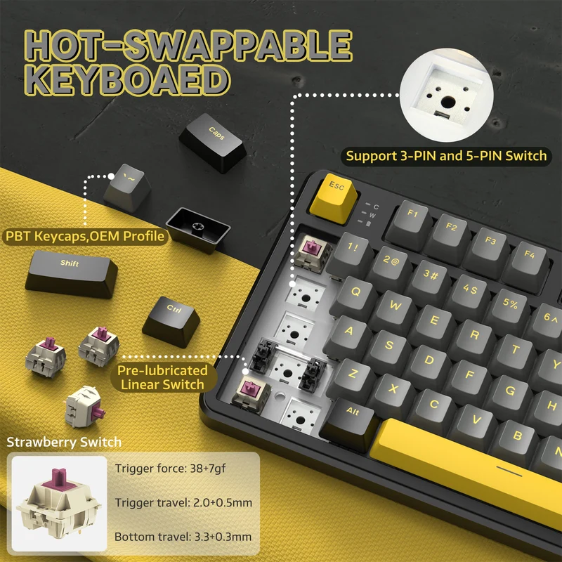 ATTACK SHARK X87 RGB LINEAR CHANGRUN SATELLITE SWITCH -STAR BLACK