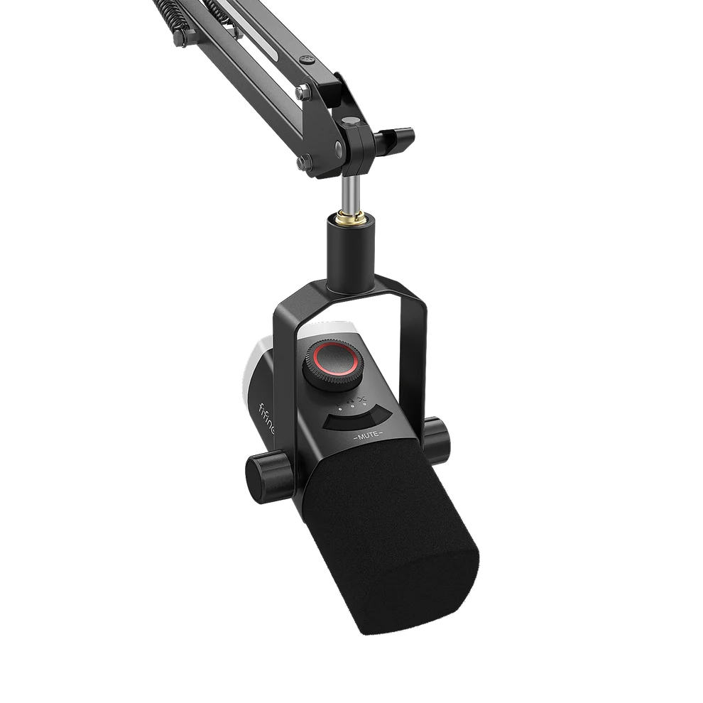 FIFINE AM8PROT USB/XLR Dynamic Microphone Kit with RGB Boom Arm Stand - Black