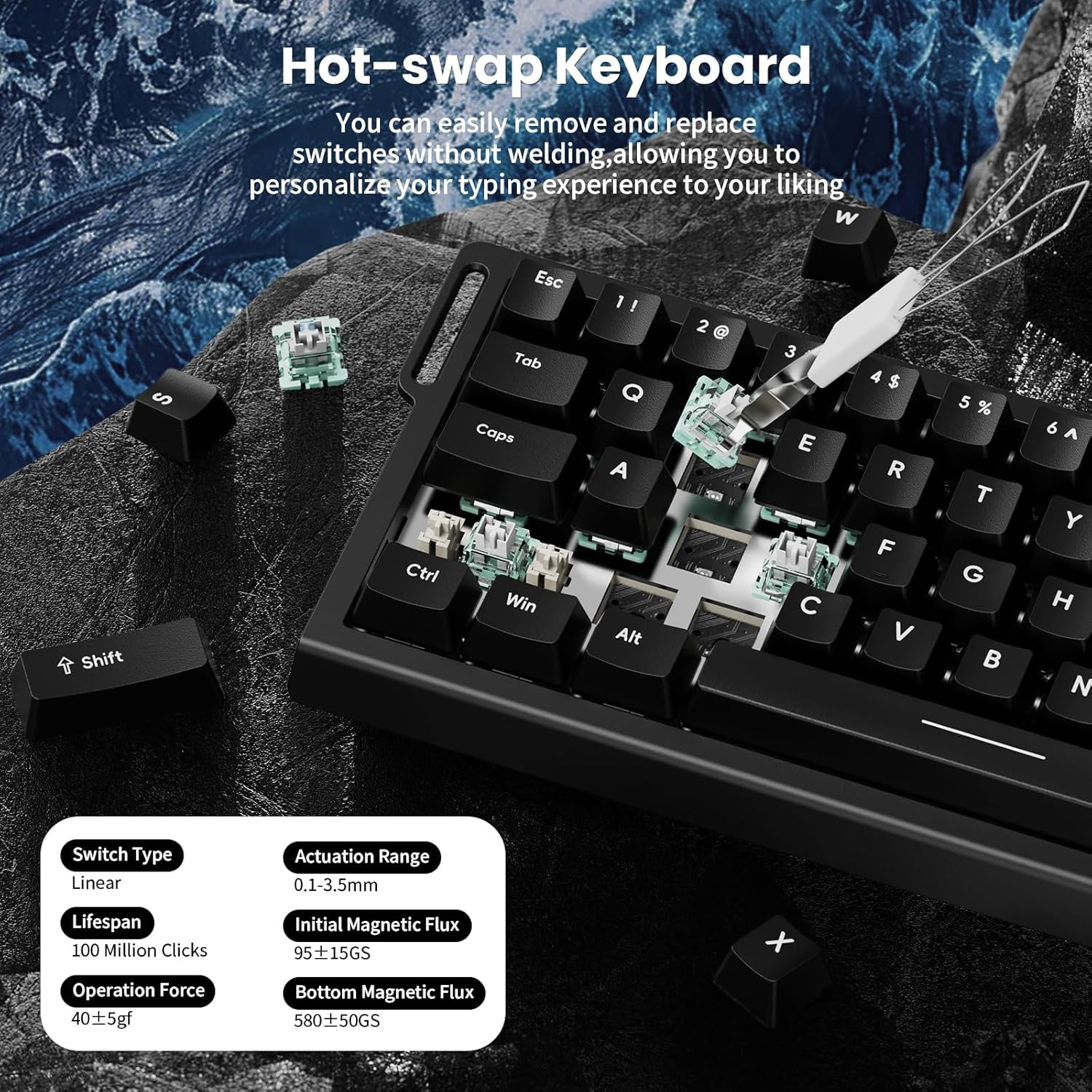 ATTACK SHARK X68 HE  MAGNITC SWITCH KEYBORAD BLACK